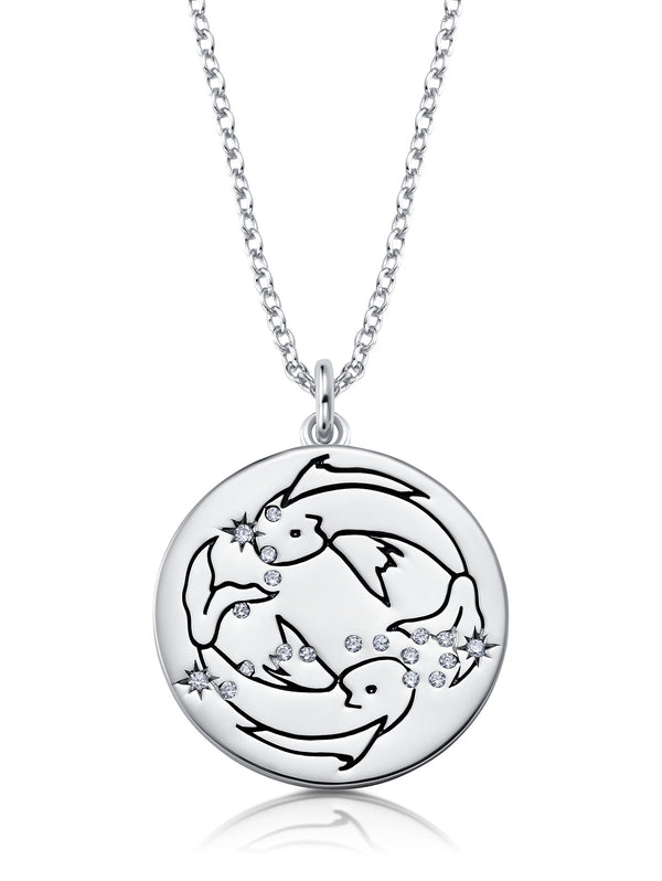Pisces - Zodiac Necklace Finished in Pure Platinum - CRISLU