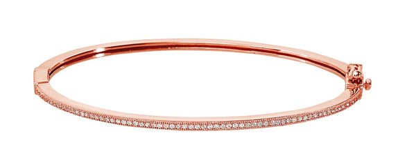 Platinum Pave Hinge Bangle Finished in 18kt Rose Gold - CRISLU