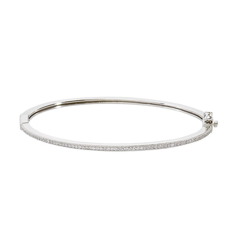 Platinum Pave Hinged Bangle - CRISLU