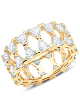 Posh Trillion Cubic Zirconia Eternity Ring Finished in 18kt Yellow Gold - CRISLU
