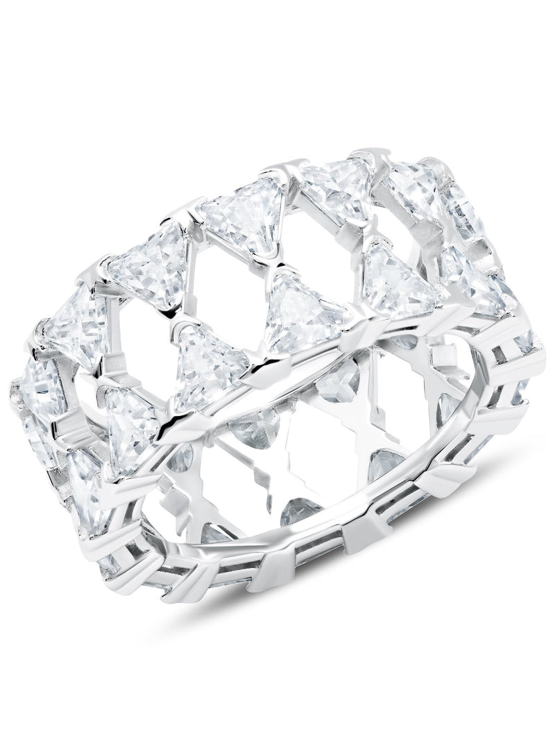 Posh Trillion Cubic Zirconia Eternity Ring Finished in Pure Platinum - CRISLU