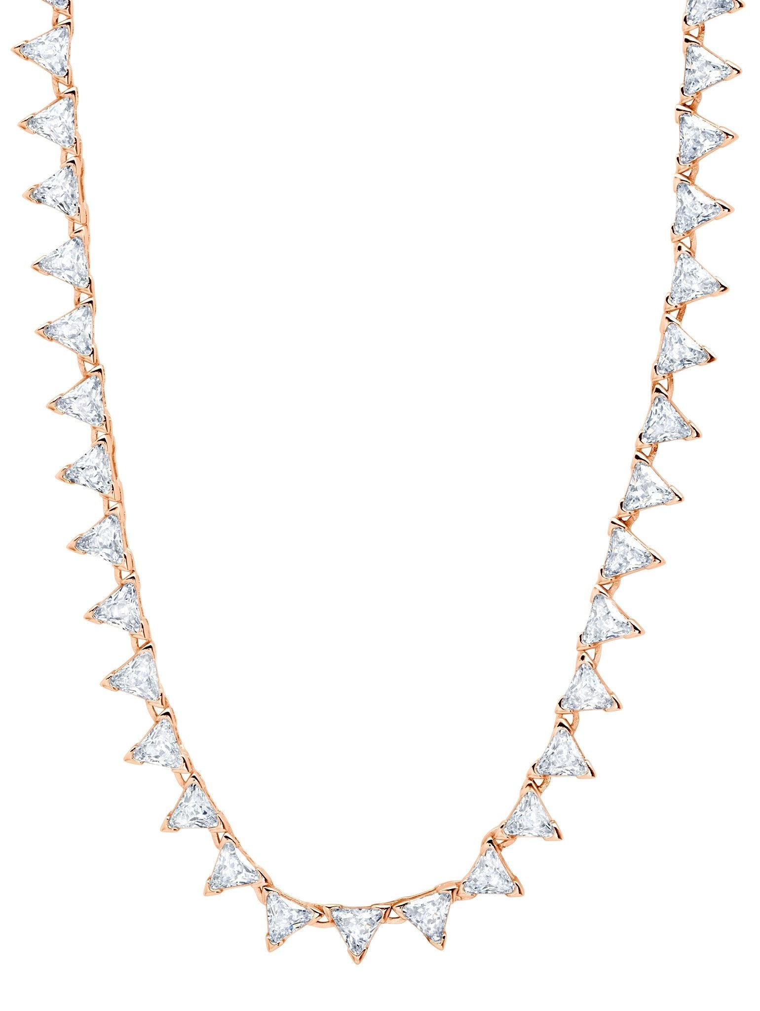 Posh Trillion CZ Tennis Necklace Finished in 18kt Rose Gold - CRISLU