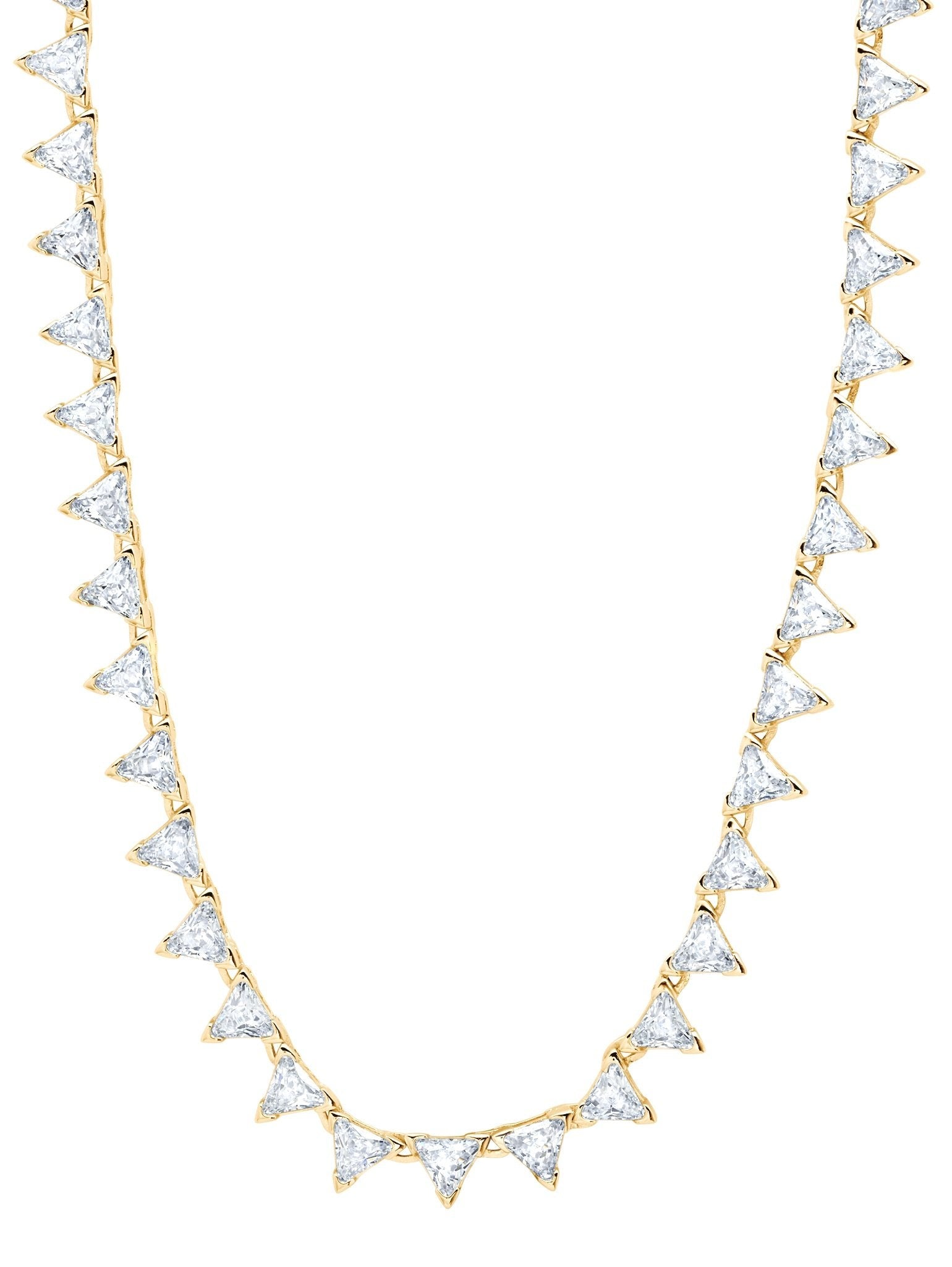 Posh Trillion CZ Tennis Necklace Finished in 18kt Yellow Gold - CRISLU