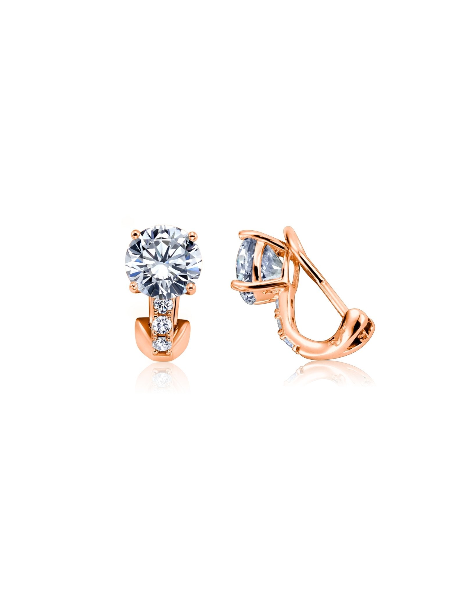 Postless Stud Earrings Finished in 18kt Rose Gold - CRISLU