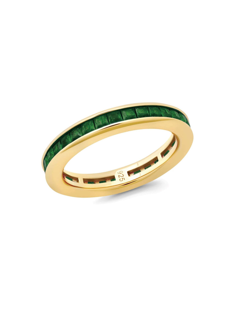 Princess Cut Emerald Color Eternity Band Ring - CRISLU