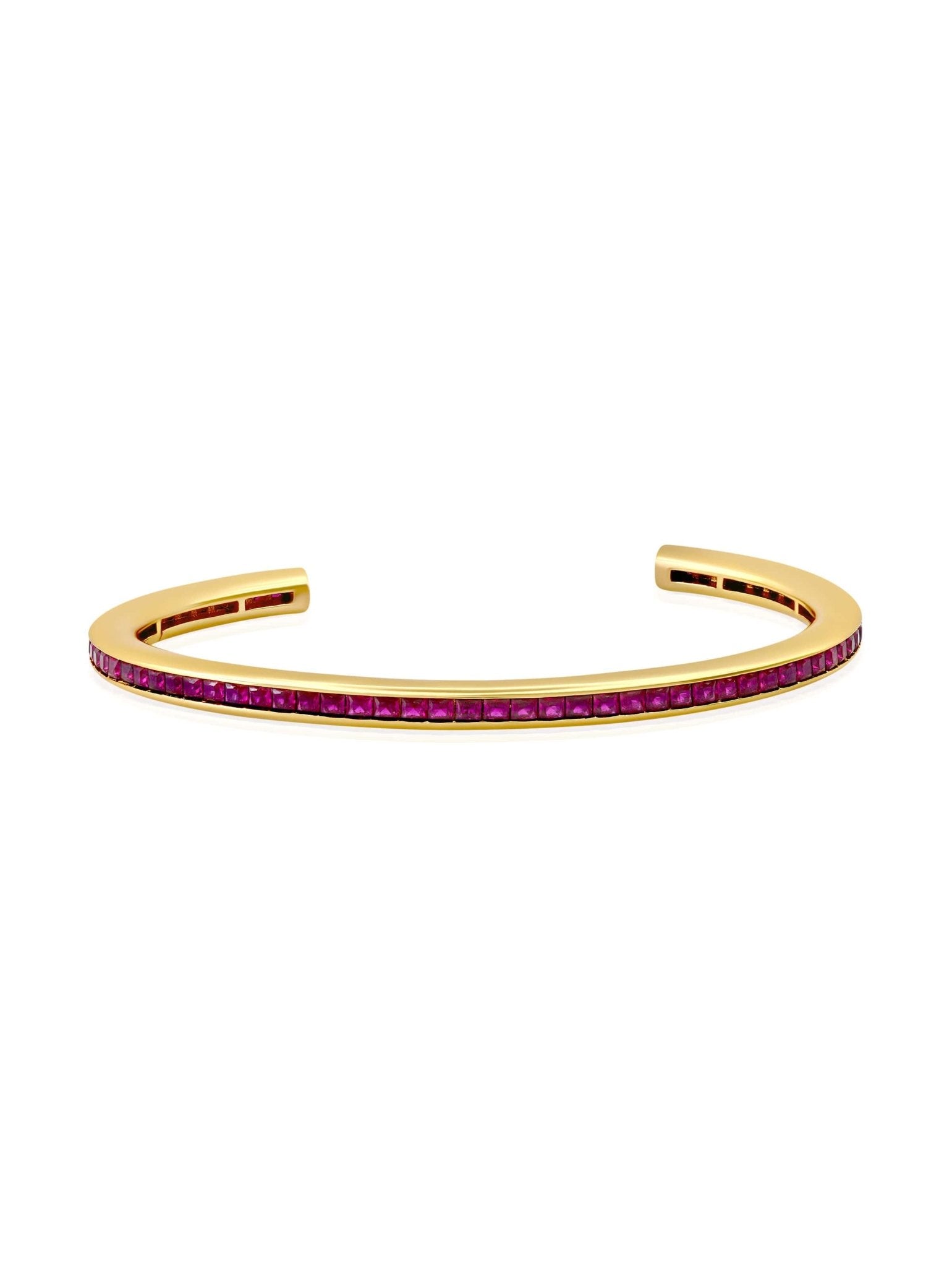 Princess Cut Ruby Color Cuff Bracelet - CRISLU