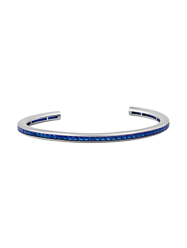 Princess Cut Sapphire Color Cuff Bracelet - CRISLU