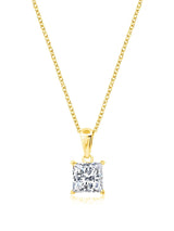 Princess Cut Solitaire Bezel Set Pendant Small Finished in 18kt Yellow Gold - CRISLU