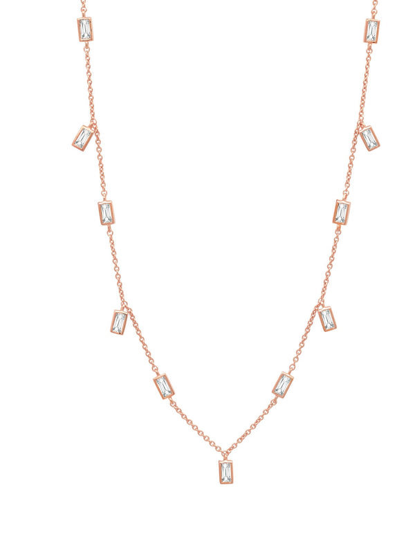 Prism Baguette 16" Necklace Finished in 18kt Rose Gold - CRISLU