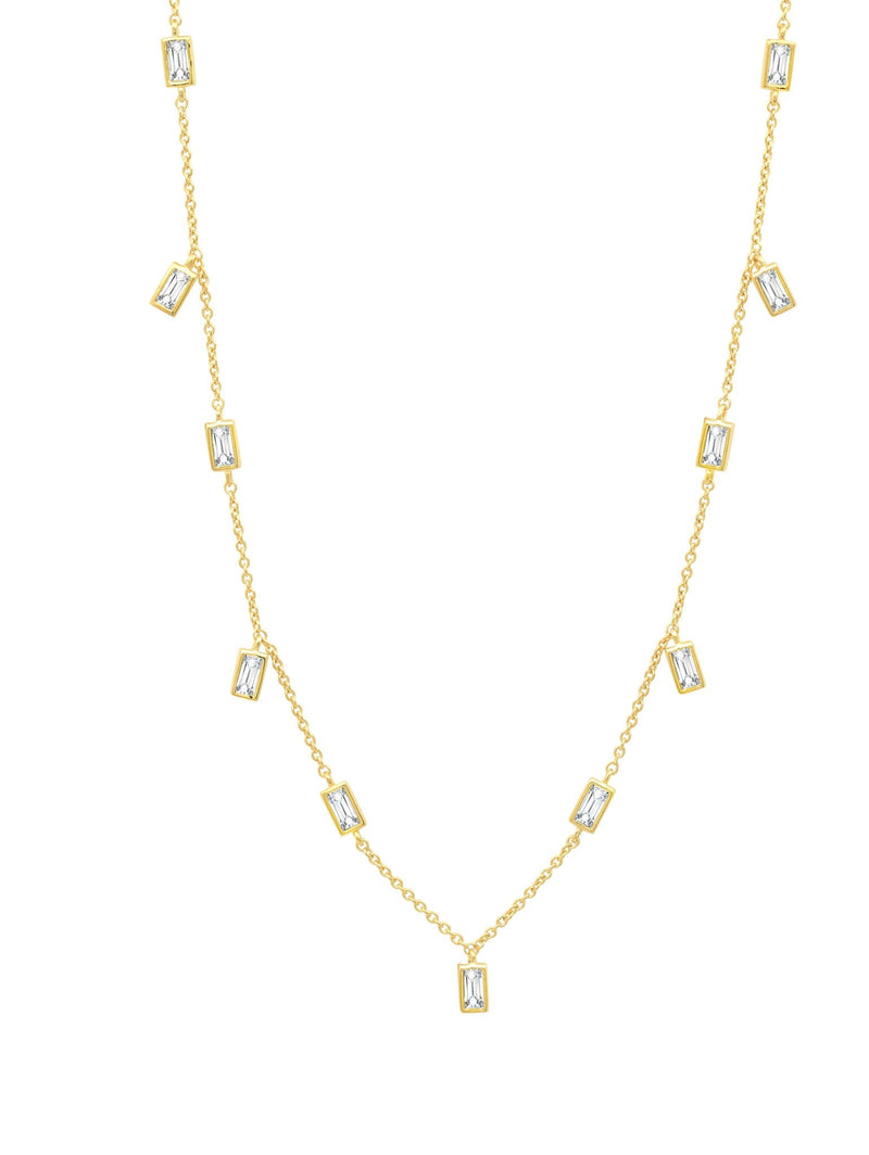 Prism Baguette 16" Necklace Finished in 18kt Yellow Gold - CRISLU