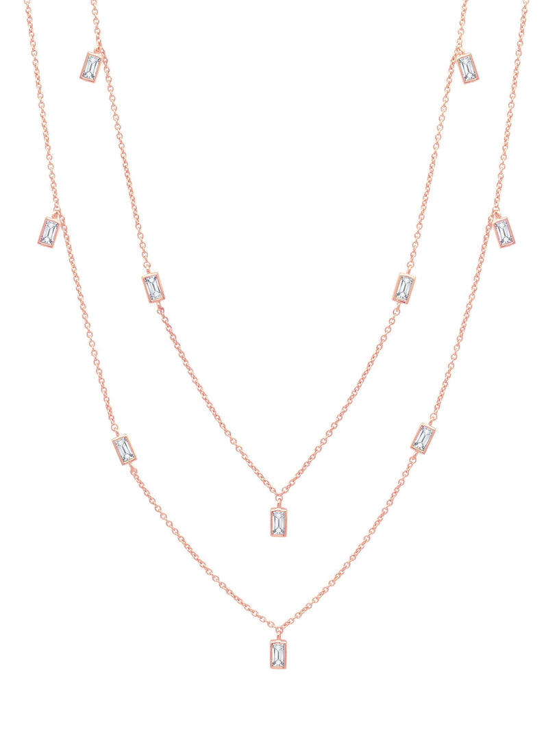 Prism Baguette 36" Necklace Finished in 18kt Rose Gold - CRISLU