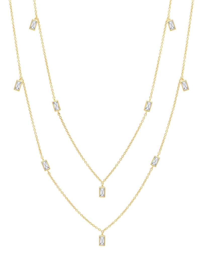 Prism Baguette 36" Necklace Finished in 18kt Yellow Gold - CRISLU