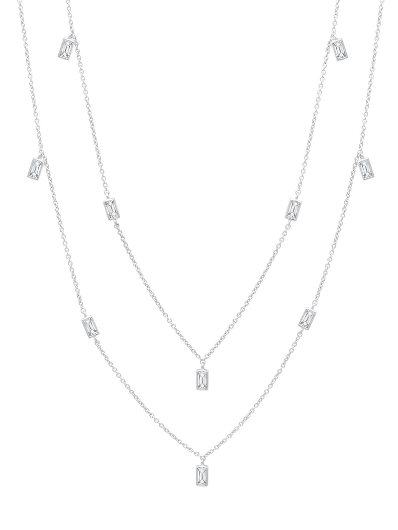 Prism Baguette 36" Necklace Finished in Pure Platinum - CRISLU