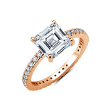 Radiant Asscher Cut Hand Set Cubic Zirconia Engagement Ring Finished In 18kt Rose Gold - CRISLU