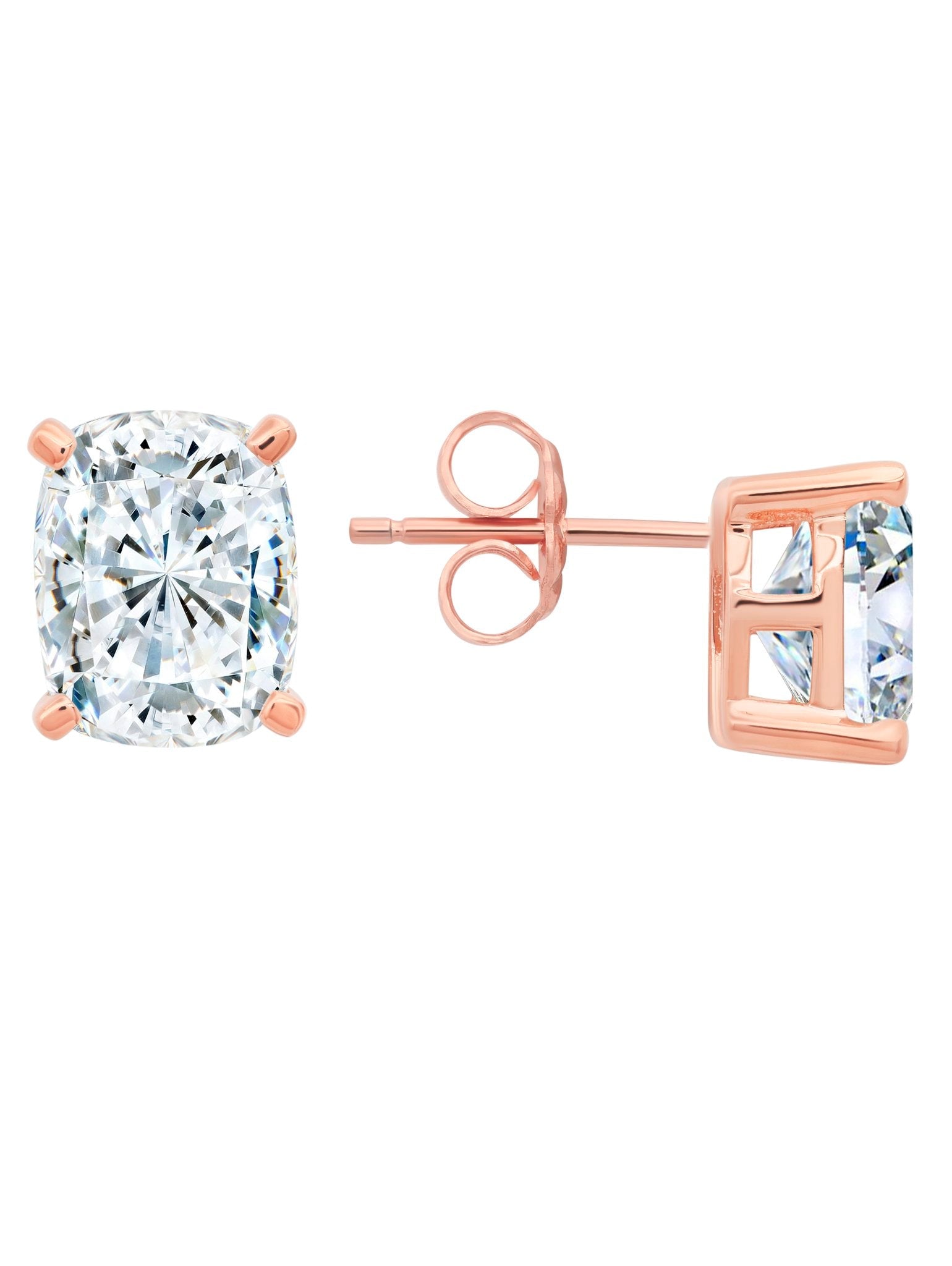 Radiant Cushion Cut Earrings Finished in 18kt Rose Gold - CRISLU