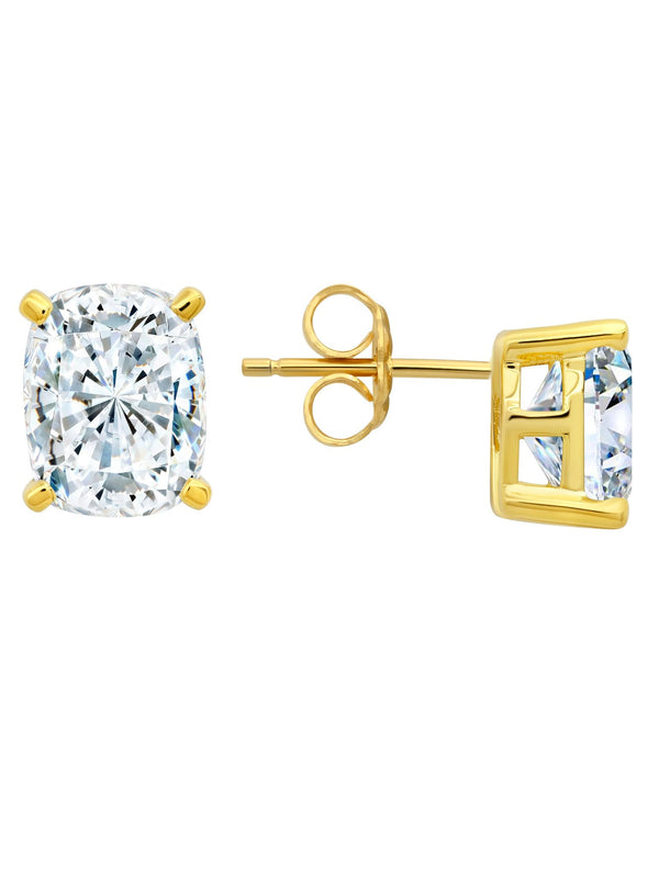 Radiant Cushion Cut Earrings Finished in 18kt Yellow Gold - CRISLU