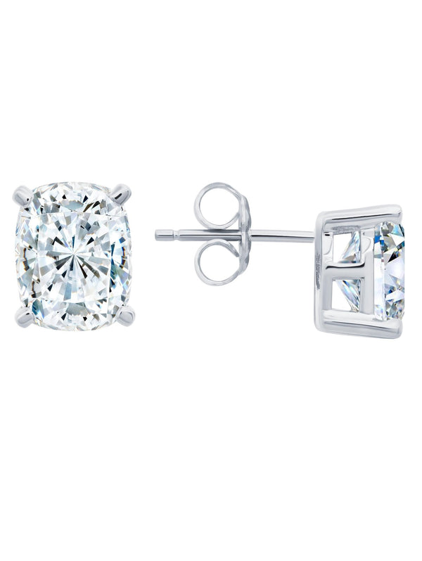 Radiant Cushion Cut Earrings Finished in Pure Platinum - CRISLU