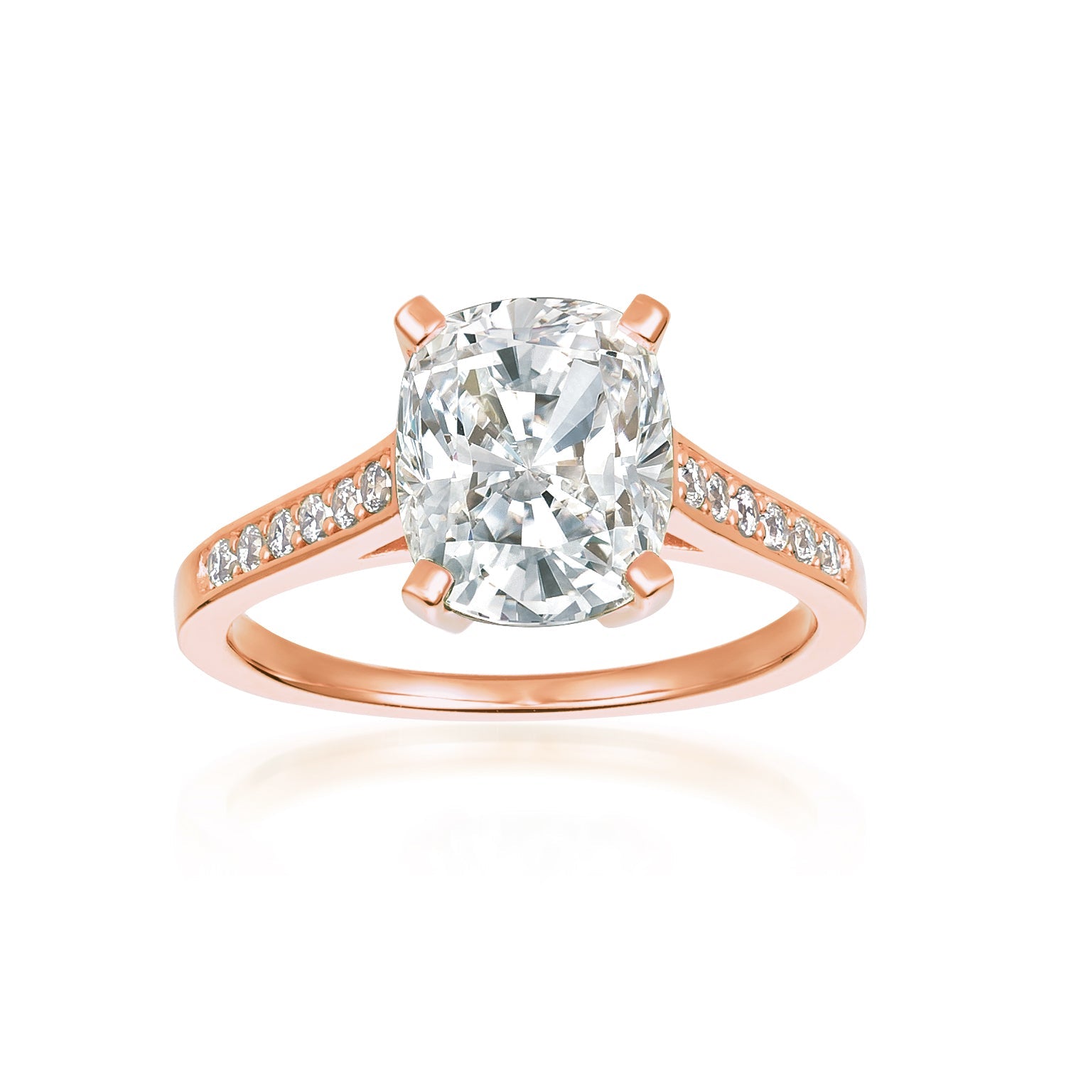 Radiant Cushion Cut Ring Finished in 18kt Rose Gold - CRISLU