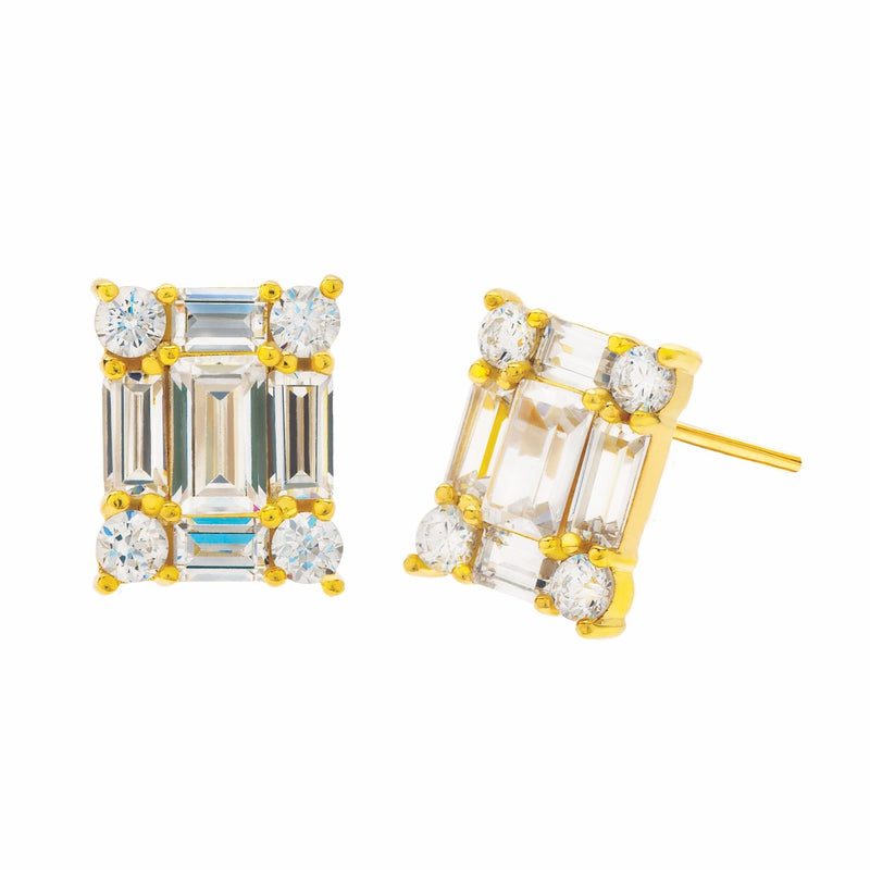 Rectangle Earring Finished in 18kt Yellow Gold - CRISLU