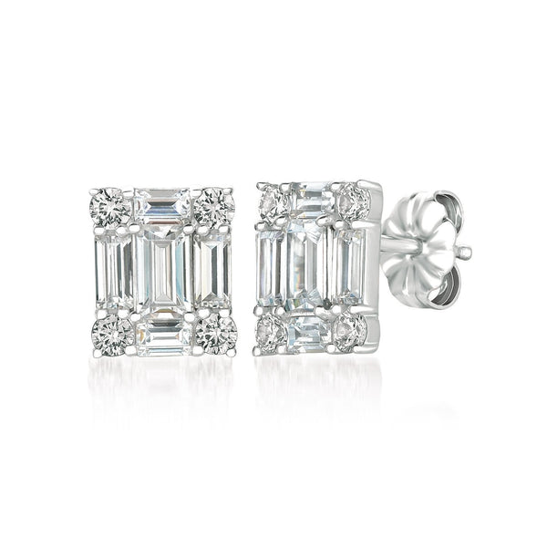 Rectangle Earring Finished in Pure Platinum - CRISLU