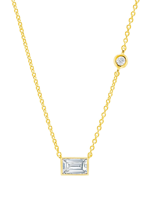 Rectangle Ray CZ Necklace Finished in 18kt Yellow Gold - CRISLU