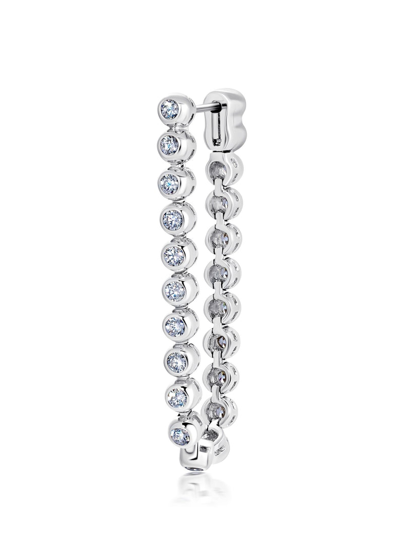 Round Bezel Set Chain Earrings - CRISLU