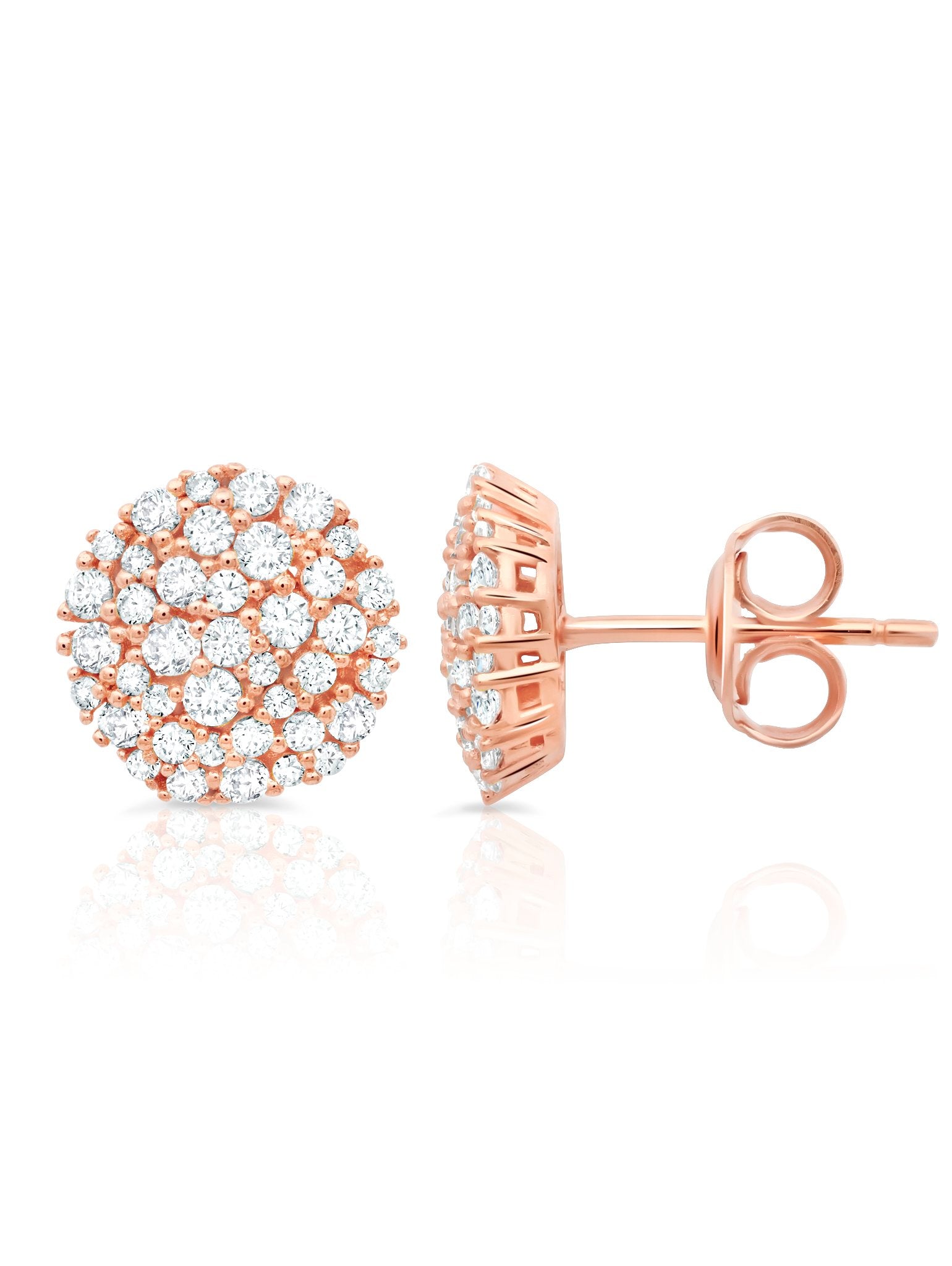 Round Glisten Stud Earrings Finished in 18kt Rose Gold - CRISLU