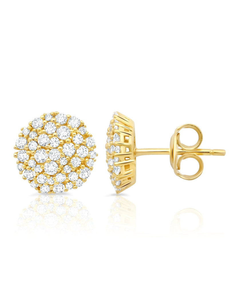 Round Glisten Stud Earrings Finished in 18kt Yellow Gold - CRISLU