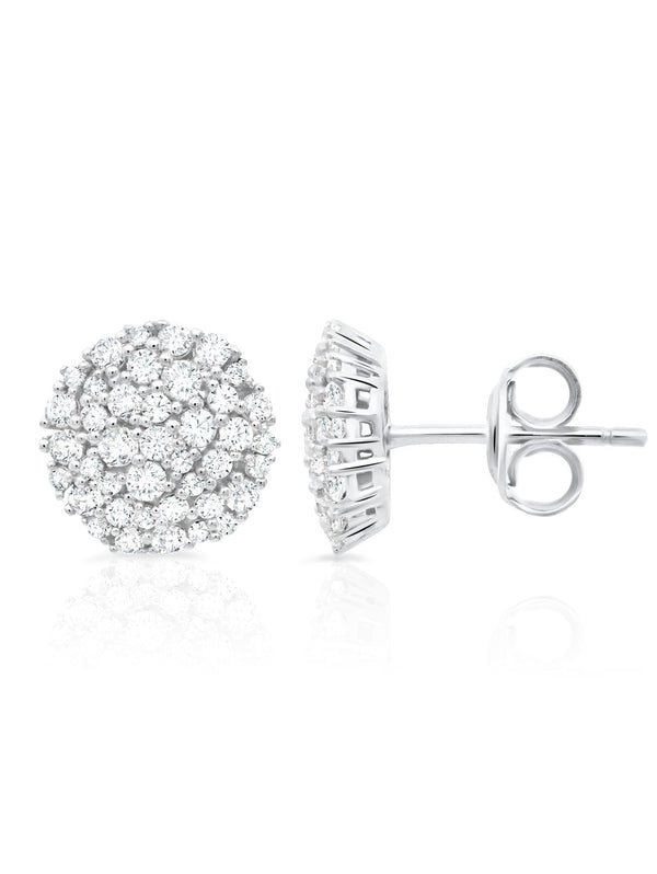 Round Glisten Stud Earrings Finished in Pure Platinum - CRISLU