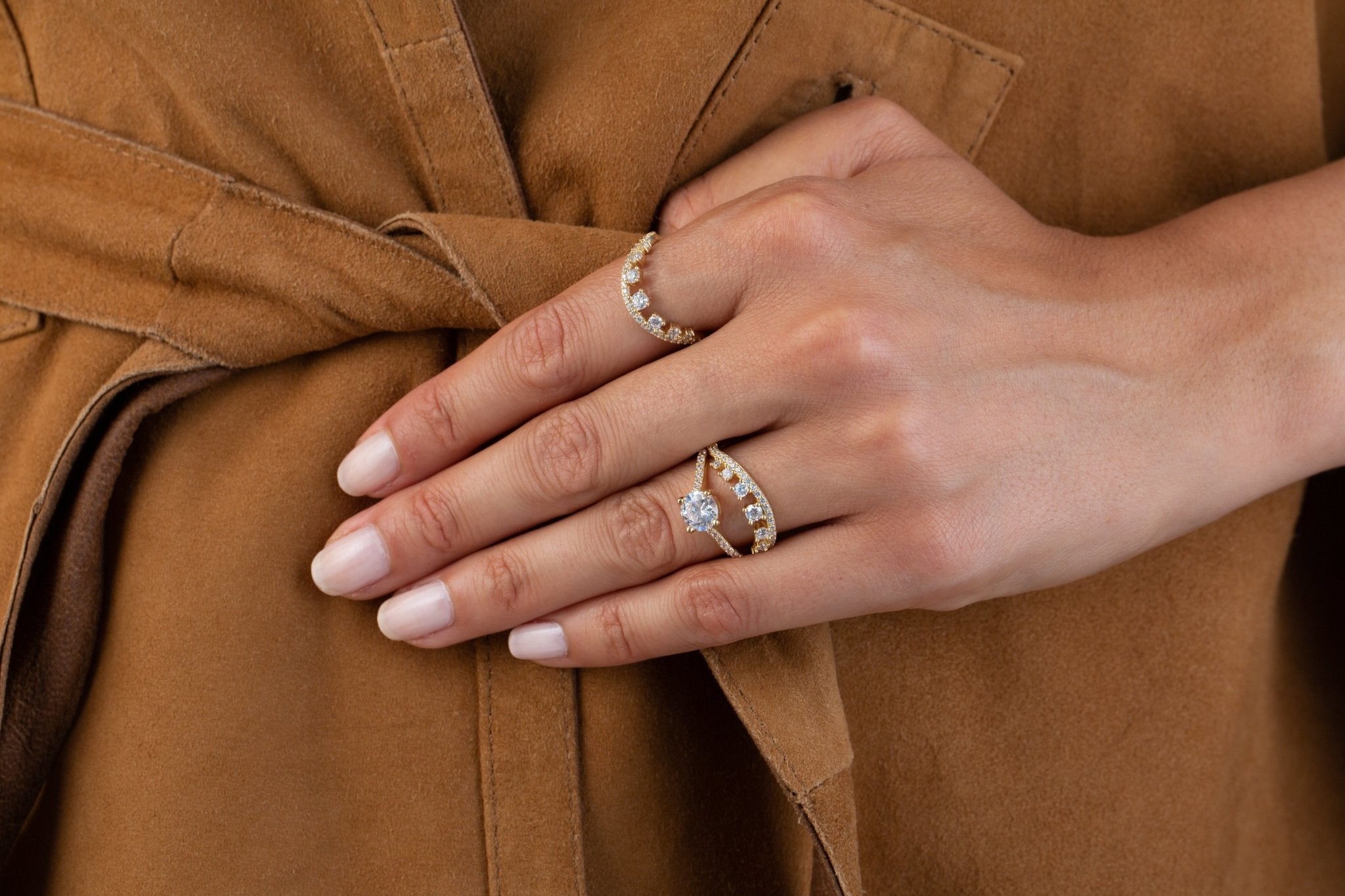 Round Prong Ring Set Finished in Pure Platinum - CRISLU