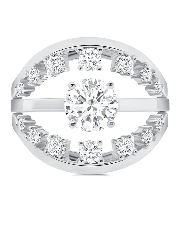 Round Prong Ring Set Finished in Pure Platinum - CRISLU