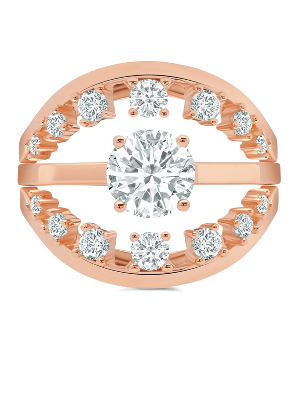 Round Prong Set Ring Set Finished in 18kt Rose Gold - CRISLU