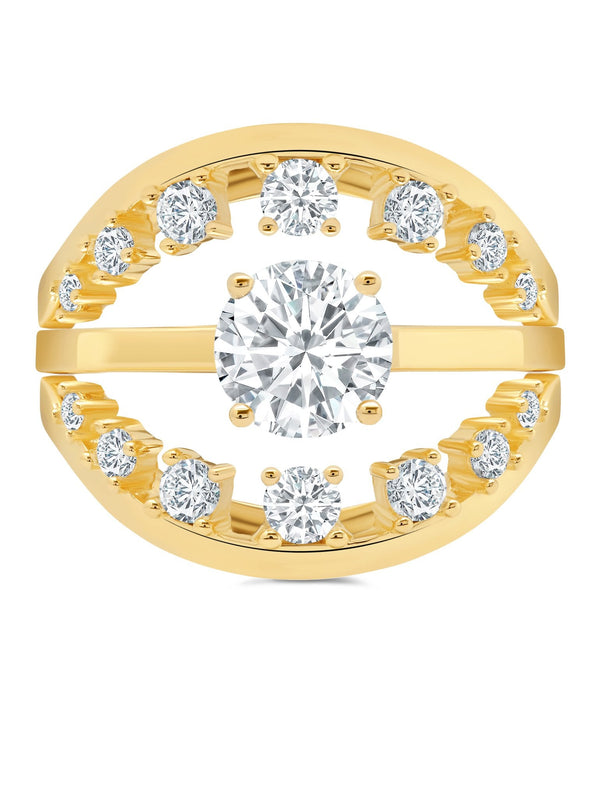 Round Prong Set Ring Set Finished in 18kt Yellow Gold - CRISLU