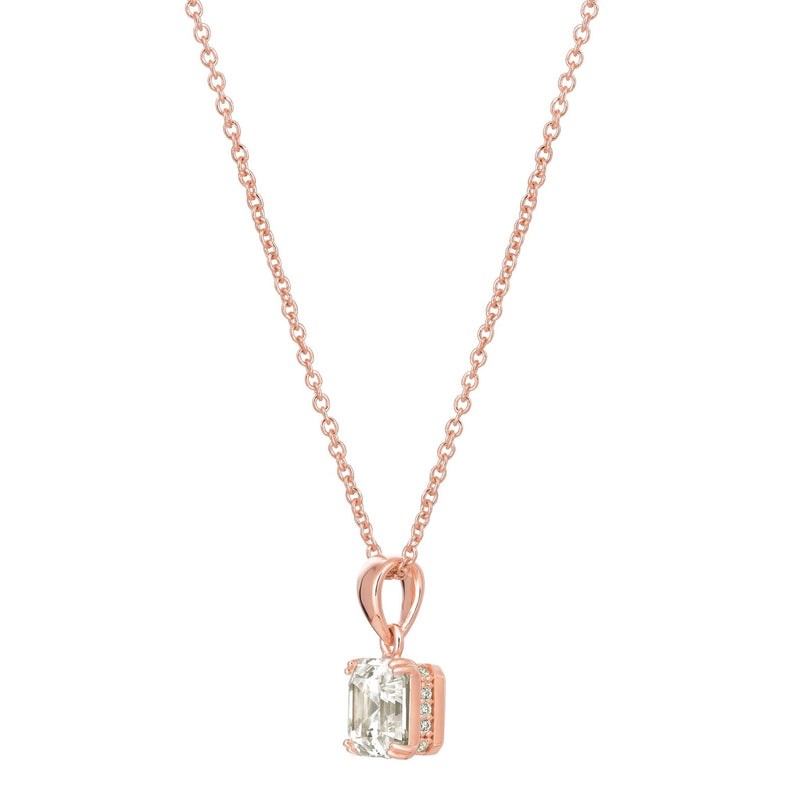 Royal Asscher Cut Pendant Necklace Finished in 18kt Rose Gold - CRISLU