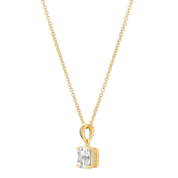 Royal Asscher Cut Pendant Necklace Finished in 18kt Yellow Gold - CRISLU