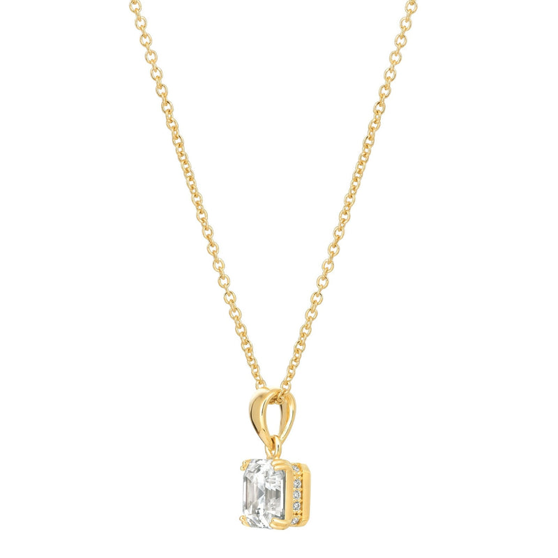 Royal Asscher Cut Pendant Necklace Finished in 18kt Yellow Gold - CRISLU