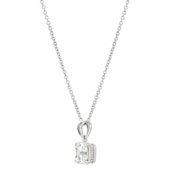 Royal Asscher Cut Pendant Necklace Finished in Pure Platinum - CRISLU