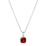 Royal Asscher Cut Pendant Necklace Ruby Color Stone Finished In Pure Platinum - CRISLU