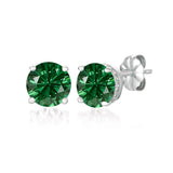 Royal Brilliant Cut Earrings Emerald Color Stone Finished In Pure Platinum - CRISLU