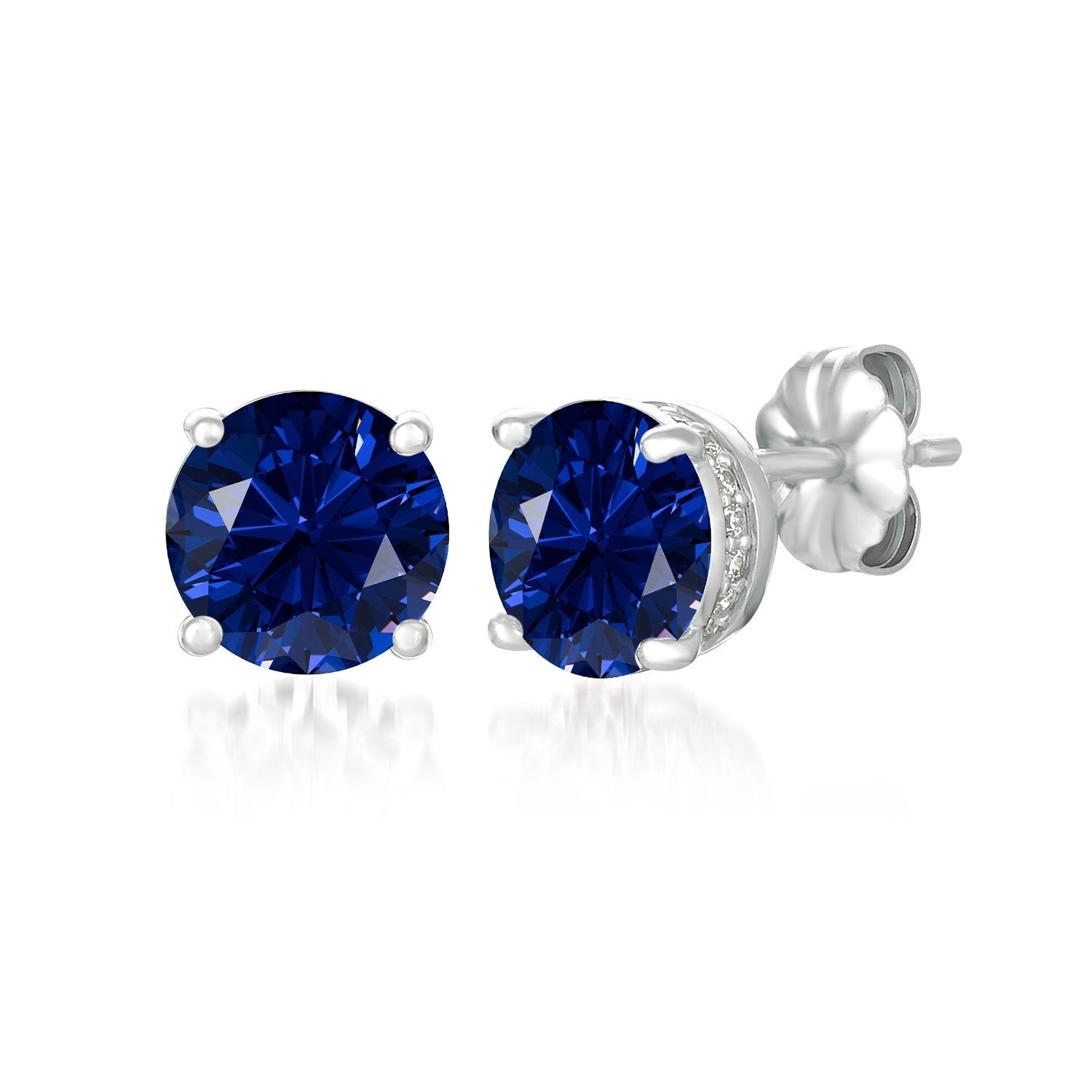 Royal Brilliant Cut Earrings Sapphire Color Stone Finished In Pure Platinum - CRISLU