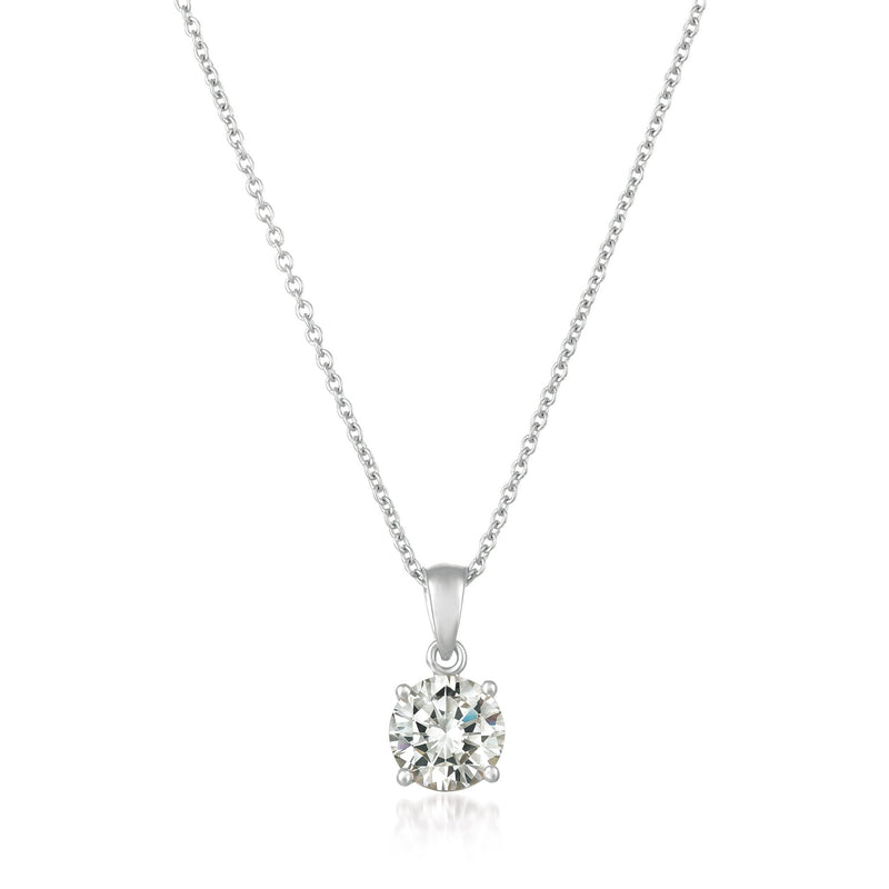 Royal Brilliant Cut Pendant Necklace Finished in Pure Platinum - CRISLU