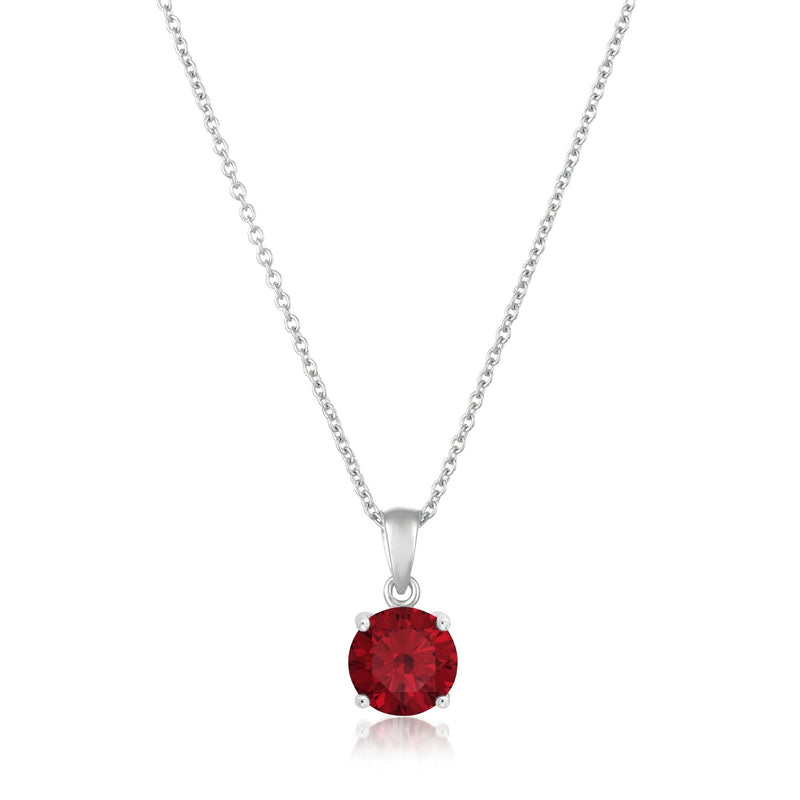 Royal Brilliant Cut Pendant Necklace Ruby Color Stone Finished In Pure Platinum - CRISLU