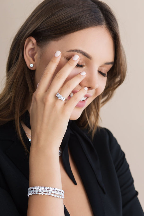 Royal Brilliant Cut Stud Earrings Finished in Pure Platinum - CRISLU