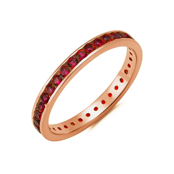 Ruby Cubic Zirconia Eternity Band Engagement Ring Finished In 18kt Rose Gold - CRISLU