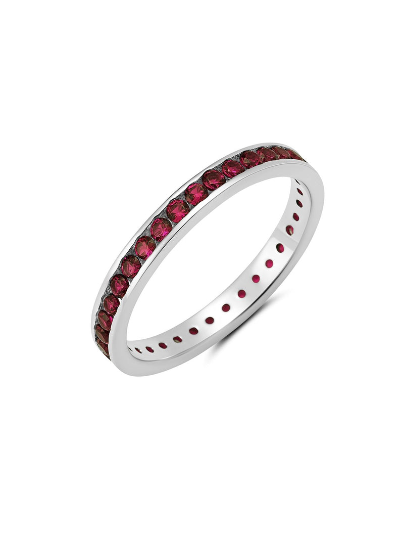 Ruby Cubic Zirconia Eternity Band Engagement Ring Finished In Pure Platinum - CRISLU