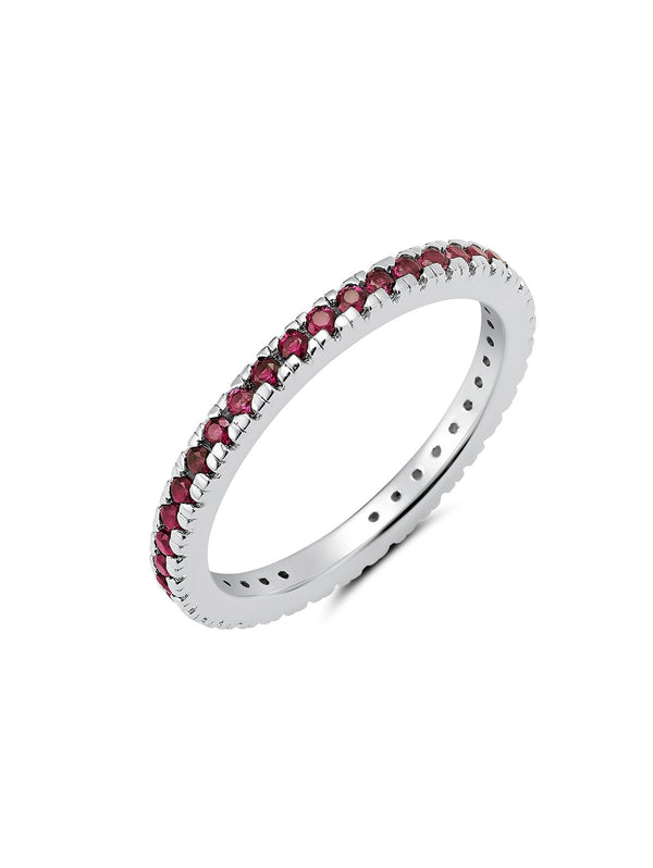 Ruby Cubic Zirconia Step Cut Eternity Band Engagement Rings Finished In Pure Platinum - CRISLU