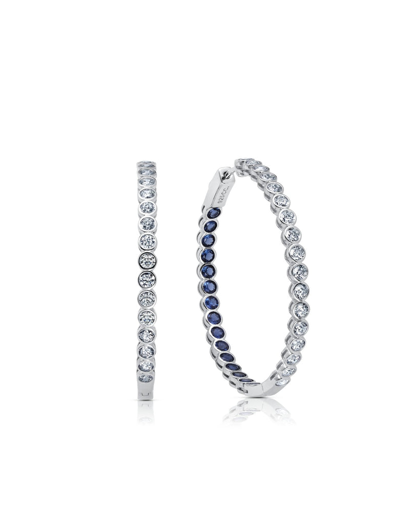 Sapphire Bezel Inside Out Hoops Finished in Pure Platinum - CRISLU