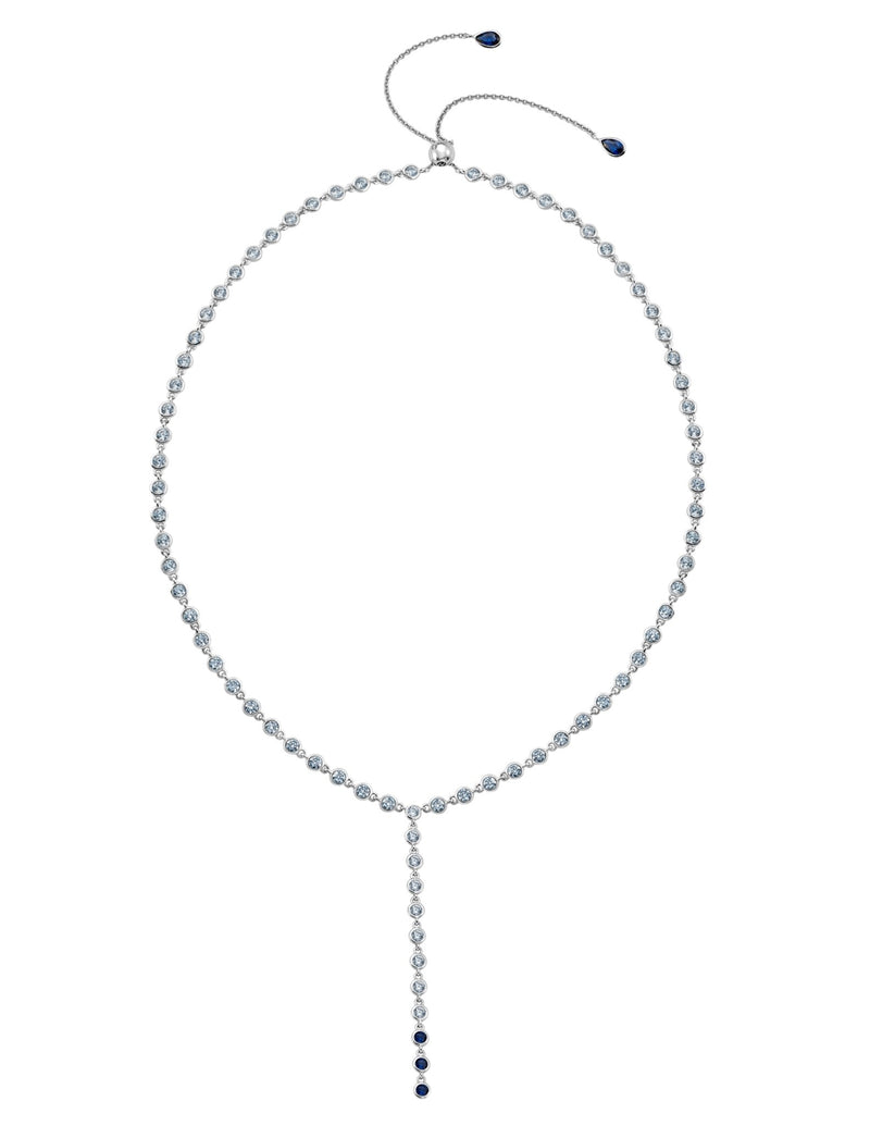 Sapphire Bezel Y- Necklace Finished in Pure Platinum - CRISLU