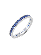Sapphire Cubic Zirconia Eternity Band Engagement Ring Finished in Pure Platinum - CRISLU