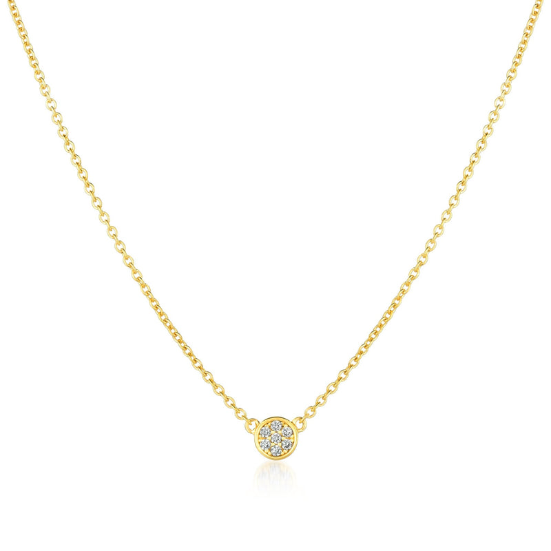 Single Sugar Drop Necklace Finished in 18kt Yellow Gold - CRISLU